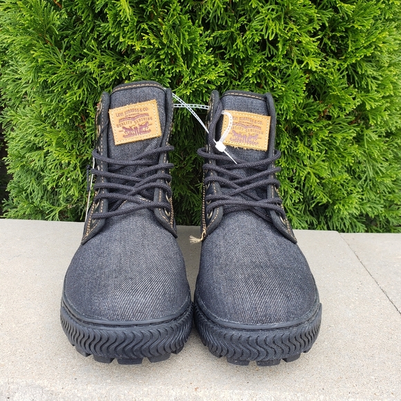 NWT LEVI'S Lace-up High-top Denim/Leather Boots 9 - Picture 4 of 9